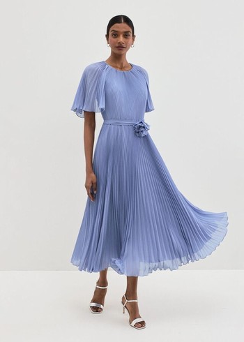 Phase Eight Kathleen Pale Blue Pleat Dress Blue USA | 4928067-JU